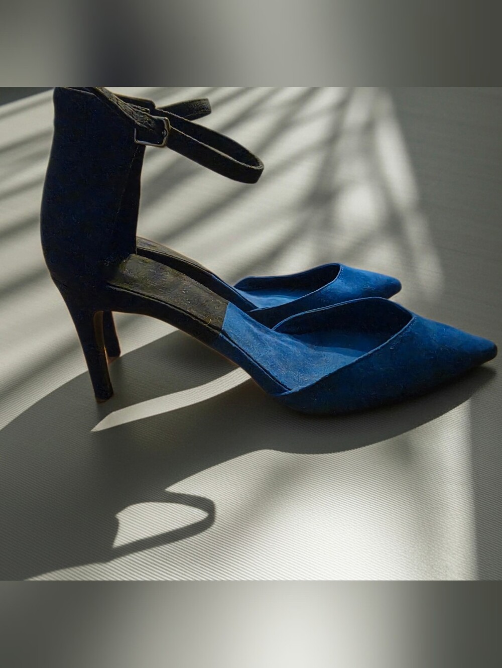 Zara Basic Blue Colorblock Ankle Strap D'Orsay Pumps - 38 / 7.5 - Picture 2 of 5